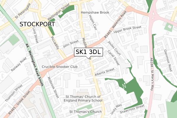 SK1 3DL map - large scale - OS Open Zoomstack (Ordnance Survey)