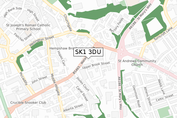SK1 3DU map - large scale - OS Open Zoomstack (Ordnance Survey)