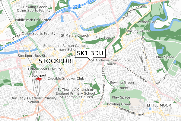 SK1 3DU map - small scale - OS Open Zoomstack (Ordnance Survey)
