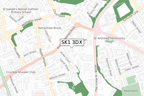 SK1 3DX map - large scale - OS Open Zoomstack (Ordnance Survey)