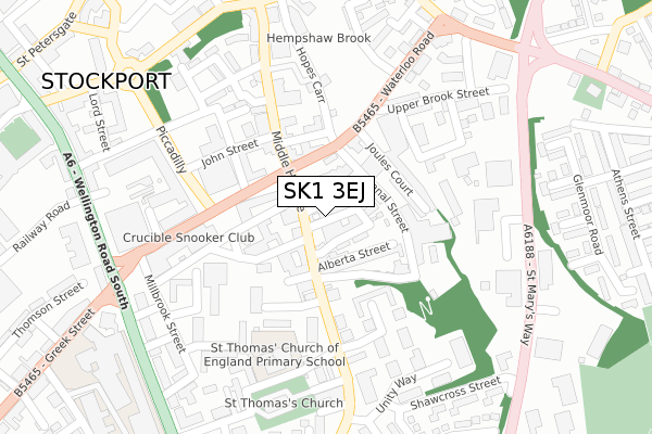 SK1 3EJ map - large scale - OS Open Zoomstack (Ordnance Survey)