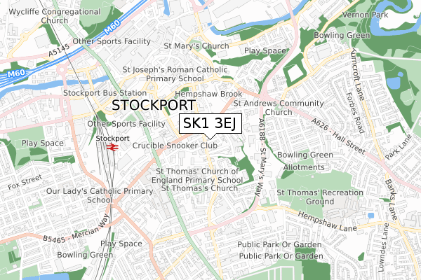 SK1 3EJ map - small scale - OS Open Zoomstack (Ordnance Survey)