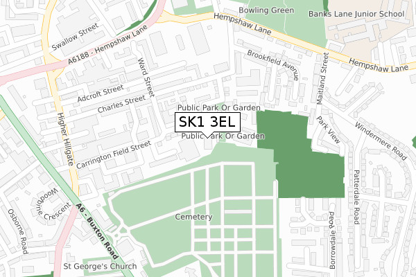 SK1 3EL map - large scale - OS Open Zoomstack (Ordnance Survey)