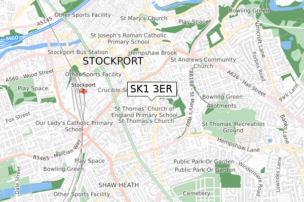 SK1 3ER map - small scale - OS Open Zoomstack (Ordnance Survey)