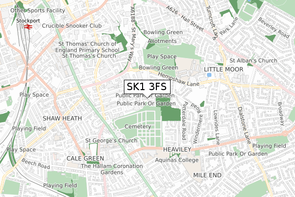 SK1 3FS map - small scale - OS Open Zoomstack (Ordnance Survey)