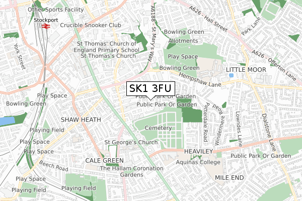 SK1 3FU map - small scale - OS Open Zoomstack (Ordnance Survey)