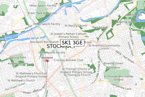 SK1 3GE map - small scale - OS Open Zoomstack (Ordnance Survey)
