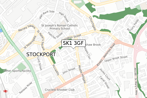 SK1 3GF map - large scale - OS Open Zoomstack (Ordnance Survey)