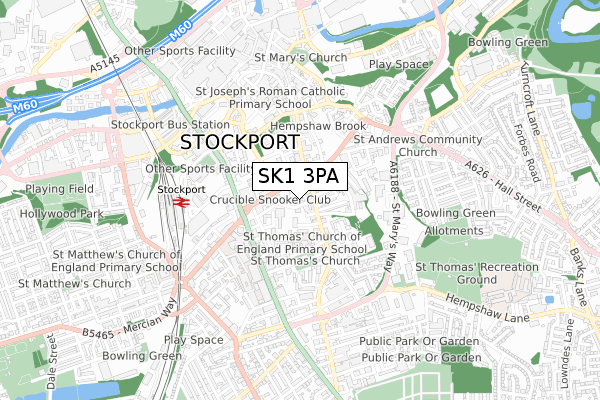 SK1 3PA map - small scale - OS Open Zoomstack (Ordnance Survey)