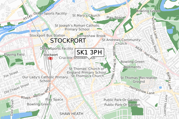 SK1 3PH map - small scale - OS Open Zoomstack (Ordnance Survey)