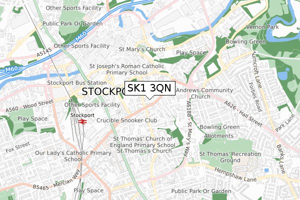 SK1 3QN map - small scale - OS Open Zoomstack (Ordnance Survey)