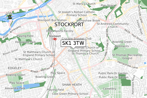 SK1 3TW map - small scale - OS Open Zoomstack (Ordnance Survey)
