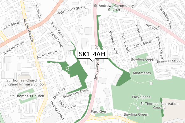 SK1 4AH map - large scale - OS Open Zoomstack (Ordnance Survey)