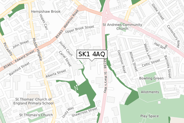SK1 4AQ map - large scale - OS Open Zoomstack (Ordnance Survey)