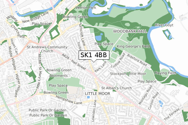 SK1 4BB map - small scale - OS Open Zoomstack (Ordnance Survey)