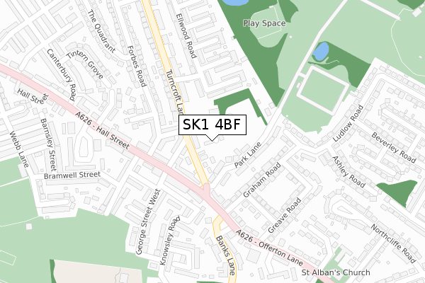 SK1 4BF map - large scale - OS Open Zoomstack (Ordnance Survey)