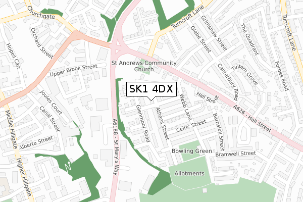 SK1 4DX map - large scale - OS Open Zoomstack (Ordnance Survey)