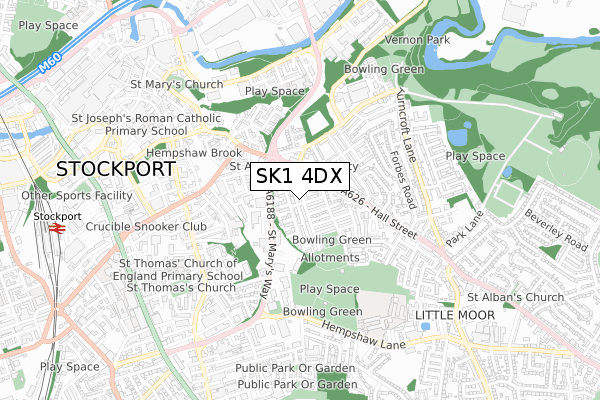 SK1 4DX map - small scale - OS Open Zoomstack (Ordnance Survey)