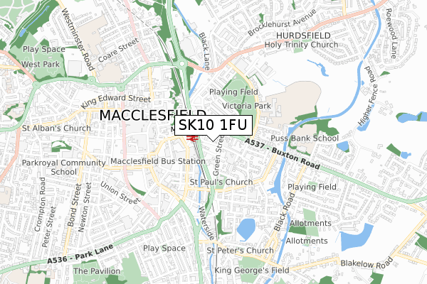 SK10 1FU map - small scale - OS Open Zoomstack (Ordnance Survey)