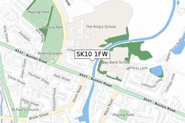 SK10 1FW map - large scale - OS Open Zoomstack (Ordnance Survey)