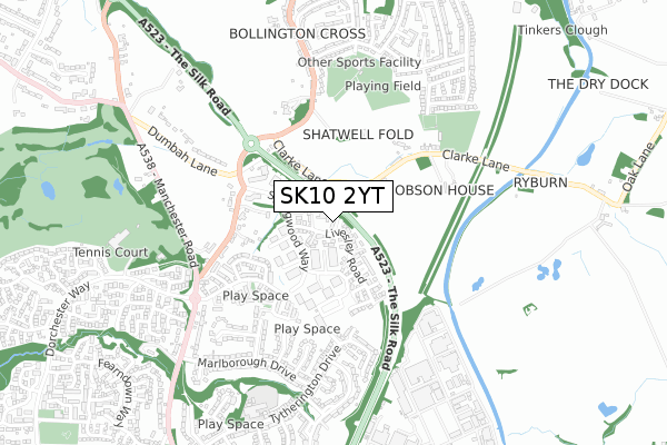 SK10 2YT map - small scale - OS Open Zoomstack (Ordnance Survey)