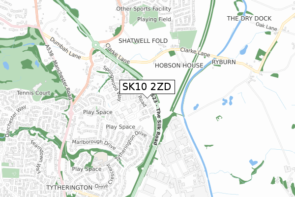 SK10 2ZD map - small scale - OS Open Zoomstack (Ordnance Survey)