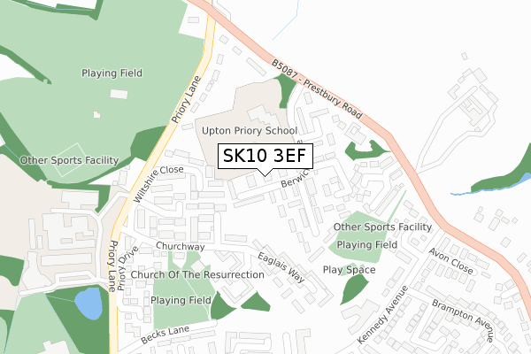 SK10 3EF map - large scale - OS Open Zoomstack (Ordnance Survey)