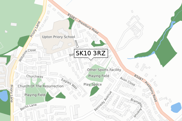 SK10 3RZ map - large scale - OS Open Zoomstack (Ordnance Survey)