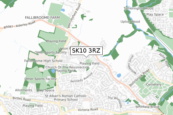 SK10 3RZ map - small scale - OS Open Zoomstack (Ordnance Survey)