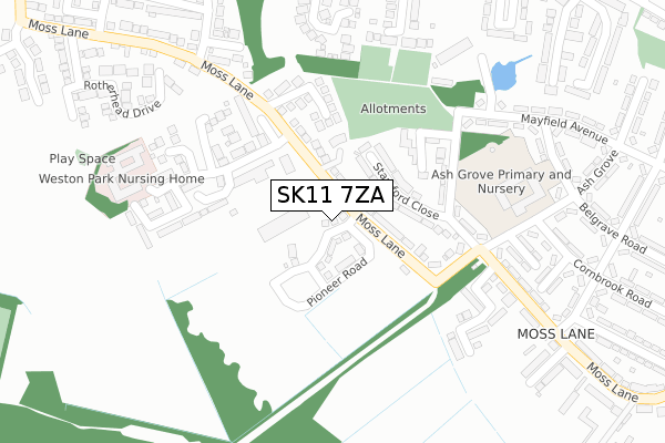 SK11 7ZA map - large scale - OS Open Zoomstack (Ordnance Survey)