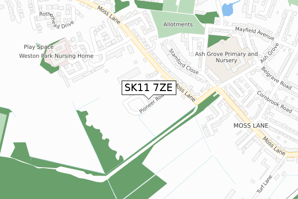 SK11 7ZE map - large scale - OS Open Zoomstack (Ordnance Survey)