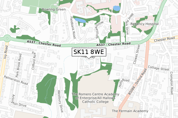 SK11 8WE map - large scale - OS Open Zoomstack (Ordnance Survey)