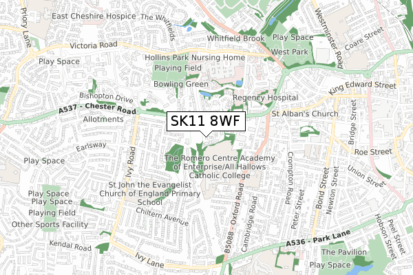 SK11 8WF map - small scale - OS Open Zoomstack (Ordnance Survey)