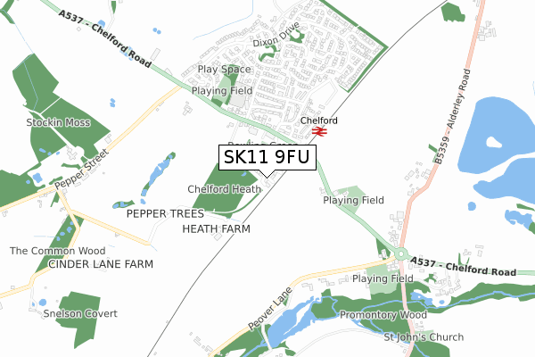 SK11 9FU map - small scale - OS Open Zoomstack (Ordnance Survey)