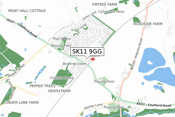 SK11 9GG map - small scale - OS Open Zoomstack (Ordnance Survey)