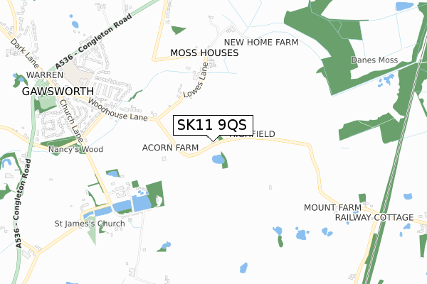 SK11 9QS map - small scale - OS Open Zoomstack (Ordnance Survey)