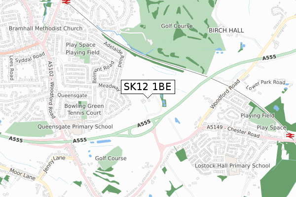 SK12 1BE map - small scale - OS Open Zoomstack (Ordnance Survey)