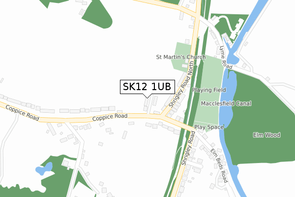 SK12 1UB map - large scale - OS Open Zoomstack (Ordnance Survey)