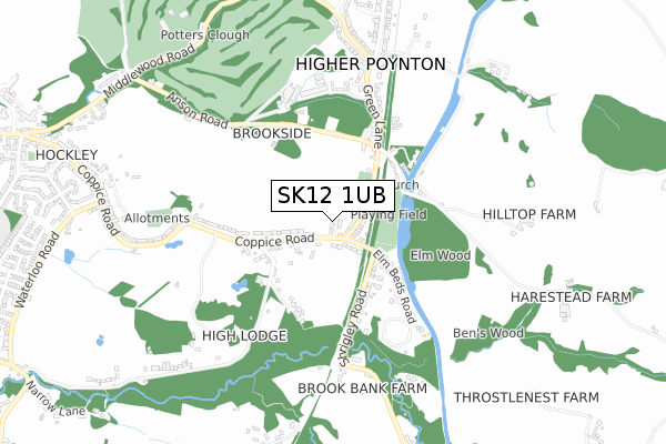 SK12 1UB map - small scale - OS Open Zoomstack (Ordnance Survey)