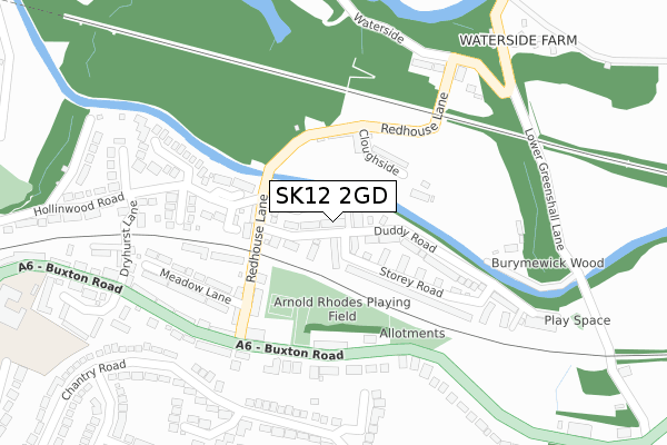 SK12 2GD map - large scale - OS Open Zoomstack (Ordnance Survey)