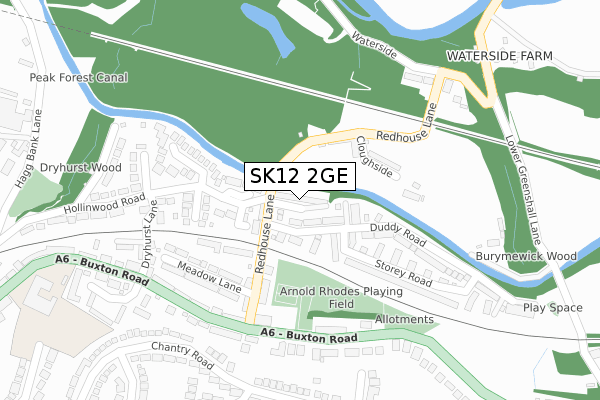 SK12 2GE map - large scale - OS Open Zoomstack (Ordnance Survey)
