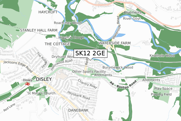 SK12 2GE map - small scale - OS Open Zoomstack (Ordnance Survey)