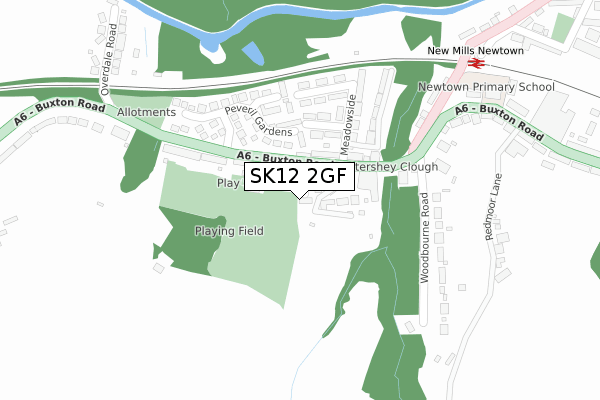 SK12 2GF map - large scale - OS Open Zoomstack (Ordnance Survey)