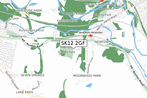 SK12 2GF map - small scale - OS Open Zoomstack (Ordnance Survey)