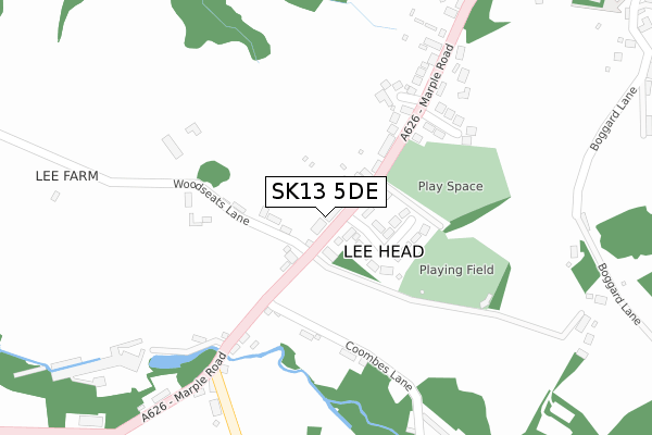 SK13 5DE map - large scale - OS Open Zoomstack (Ordnance Survey)
