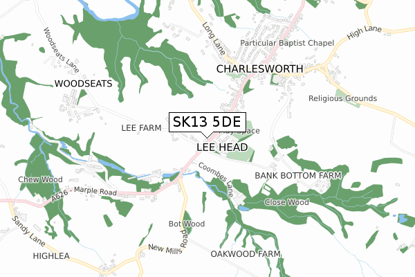 SK13 5DE map - small scale - OS Open Zoomstack (Ordnance Survey)