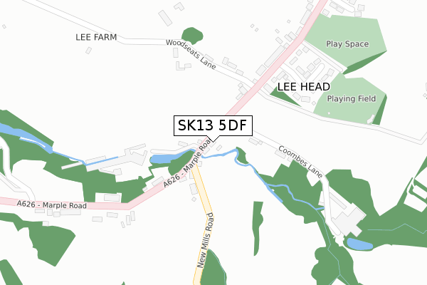 SK13 5DF map - large scale - OS Open Zoomstack (Ordnance Survey)