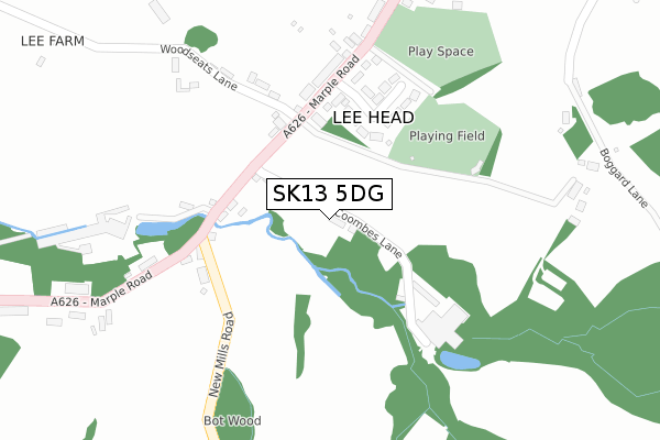 SK13 5DG map - large scale - OS Open Zoomstack (Ordnance Survey)