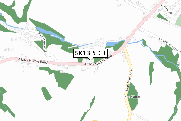 SK13 5DH map - large scale - OS Open Zoomstack (Ordnance Survey)