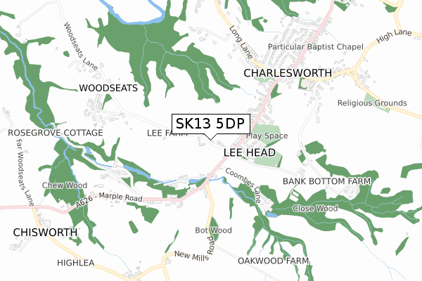 SK13 5DP map - small scale - OS Open Zoomstack (Ordnance Survey)